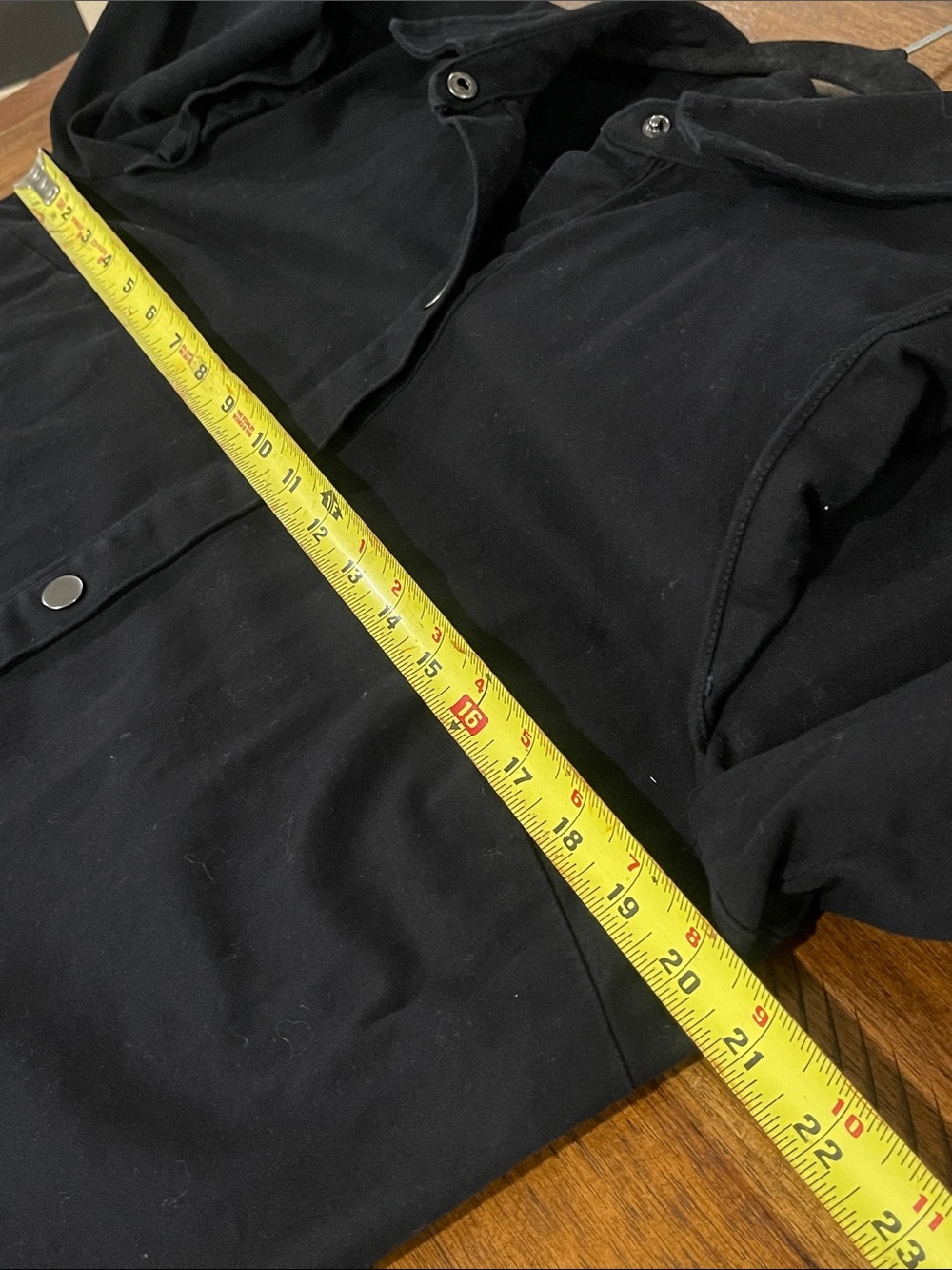 Bar III Black Button-Up Shirt Jacket with Ruffle Shoulders size large fitted - Picture 5 of 11